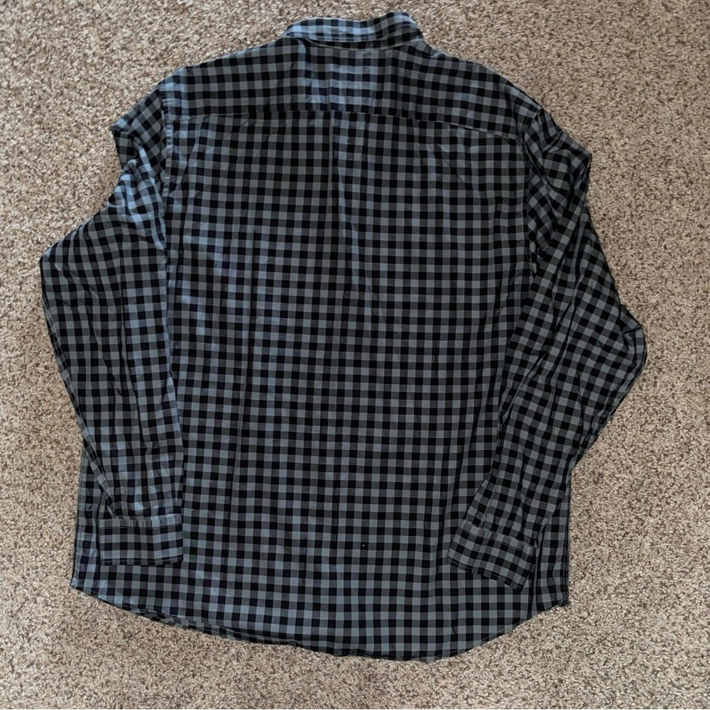 Lacoste Shirt Mens 46 Gray Check Modern Fit Long Sleeve Button Down Gray Black - Picture 2 of 9